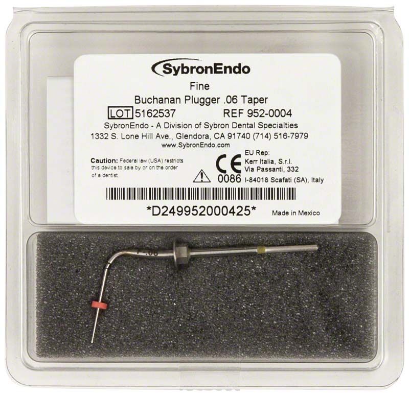 Buchanan Heat Plugger Extra-Fine in transparenter Verpackung mit Etikett.