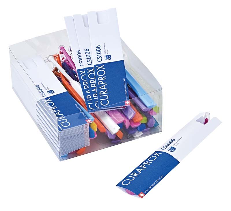 CURAPROX sensitive CS 1006 Single Zahnbürsten in Verpackung mit blauen Etiketten.