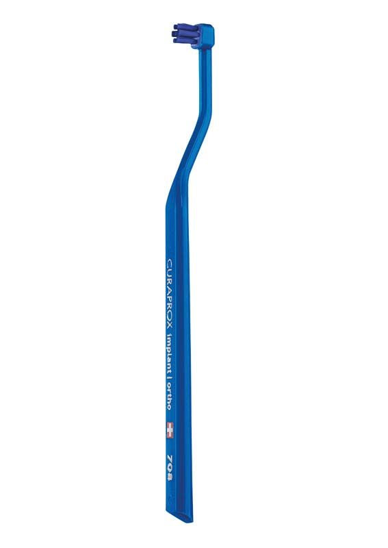 CURAPROX sensitive CS 708 Zahnbürste mit biegsamem Griff und kompaktem Bürstenkopf.