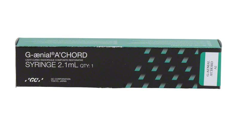 G-aenial™ A'CHORD Spritze A2 Verpackung mit Produktinformationen in Englisch.