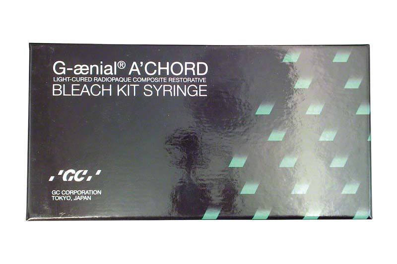 G-aenial™ ACHORD Spritzen Kit BLEACH Verpackung mit Logos und Text.