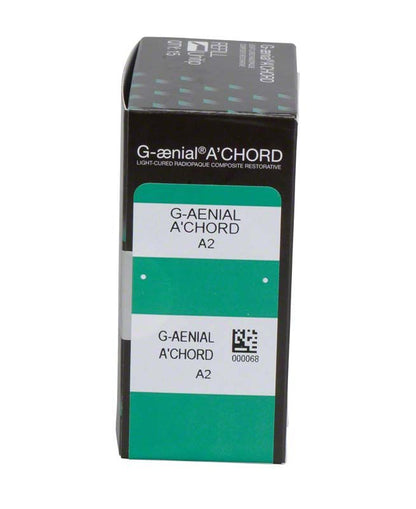 G-aenial™ ACHORD Unitips A2 Verpackung mit Produktinformationen auf grünem und schwarzem Hintergrund.