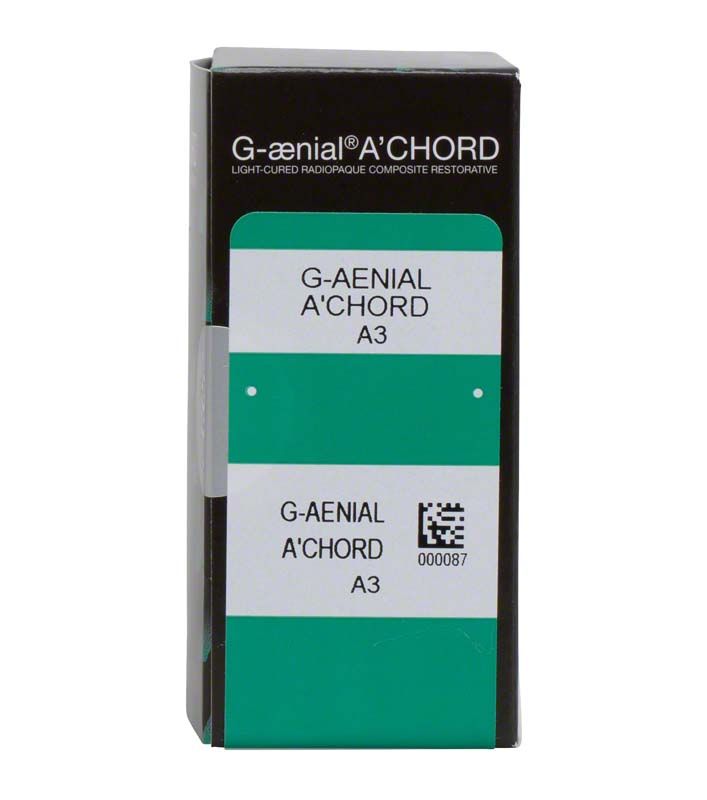 G-aenial™ A'CHORD A3 Verpackung mit grüner und weißer Farbkombination.