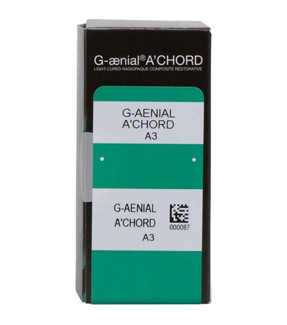 G-aenial™ A'CHORD A3 Verpackung mit grüner und weißer Farbkombination.