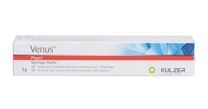 Venus® Pearl ONE Spritze Refill Verpackung mit 3 g Inhalt auf weißem Hintergrund.