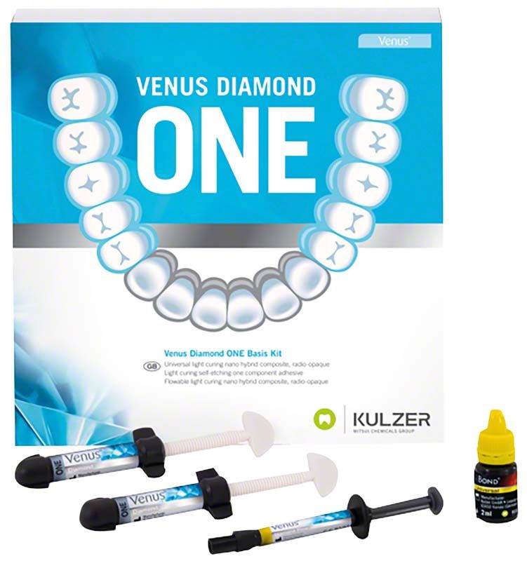 Venus® Diamond ONE Spritzen Basis Kit mit Verpackung und Zubehör.