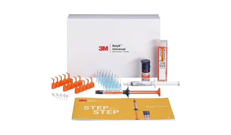 3M™ RelyX™ Universal Resin Cement Trial Kit mit Zubehör und Anleitung.