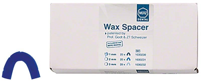 Wachsspacers 1mm in blauer Farbe mit Verpackung.