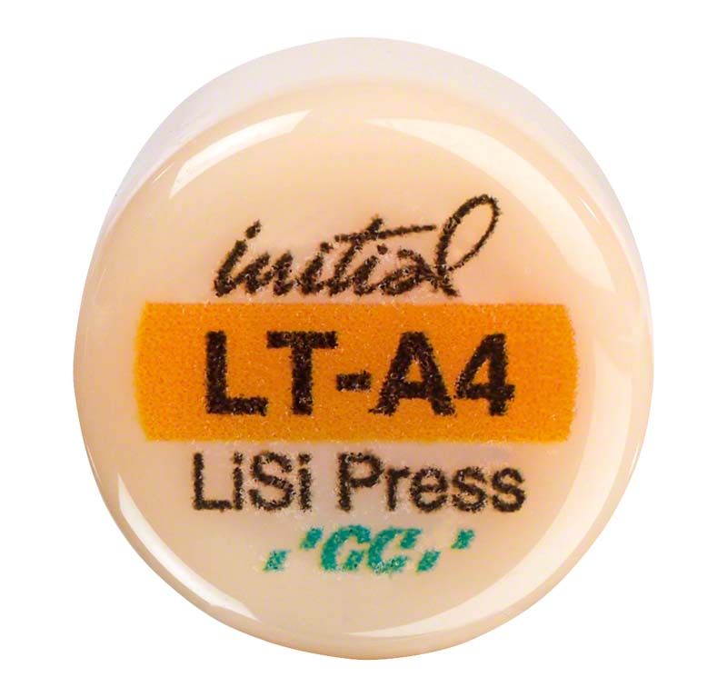 GC Initial LiSi Press LT A4 Keramikblock mit Aufschrift und Logo.