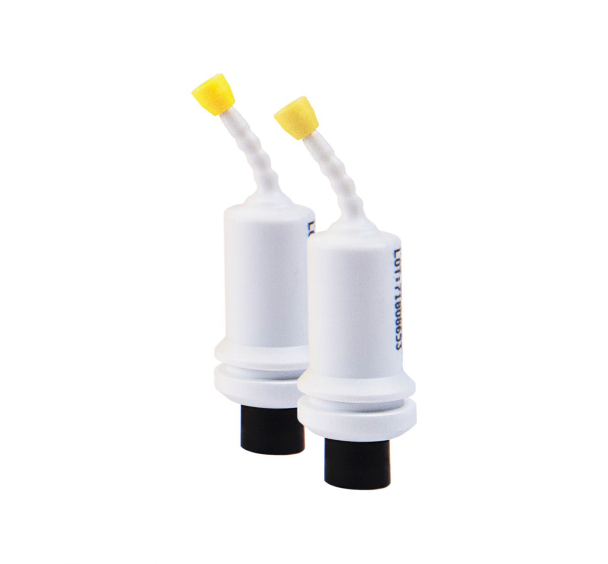 Zwei Harvard MTA XR Flow EWT OptiCaps® Kapseln mit gelben Verschlusskappen.