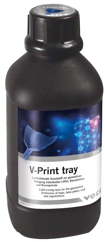 Schwarze Flasche V-Print blau mit Etikett und Sicherheitsverschluss.
