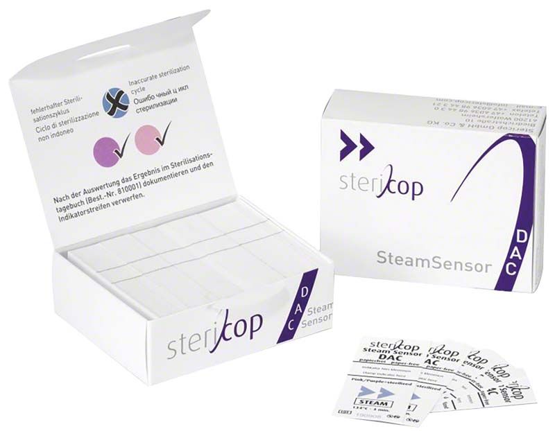 Steri-Indikator Steam-Sensor DAC Verpackung und Indikatorstreifen.