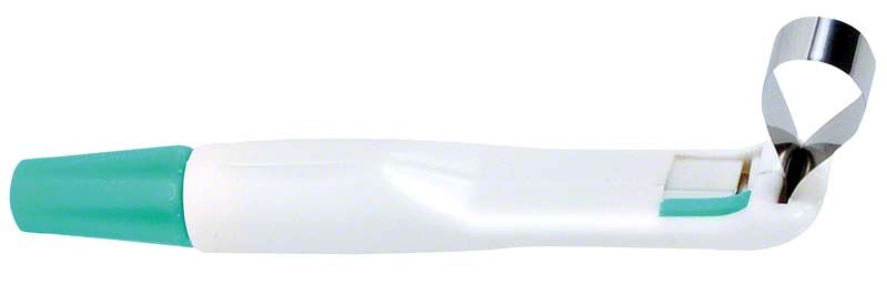 Pro-Matrix® 4,5mm Einwegmatrize mit grünem Griff und Metallband.