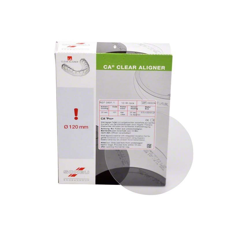 CA® Pro+ Folien Ø 120mm 0,50mm in Verpackung mit Produktinformationen.