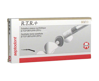 Verpackung der R.T.R+ 80/20 Spritze für Knochenersatzmaterial.