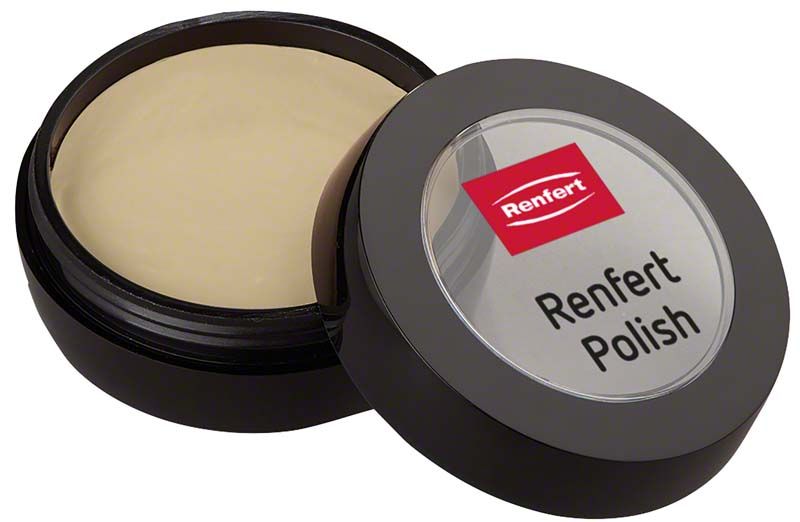 Renfert Polish LiSi2 Diamantpolierpaste in geöffneter schwarzer Dose.