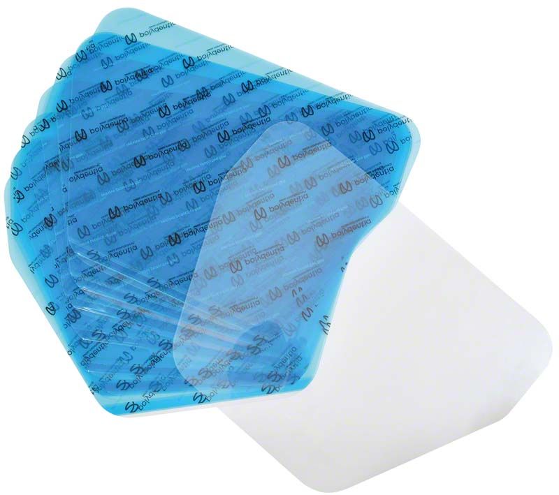 Visa-Tec ClipOn Schutzschilde für Brillen, 10 Stück, transparent und blau.