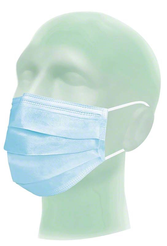Medizinische OP-Maske Suavel® Protec Typ II R auf Modellkopf.