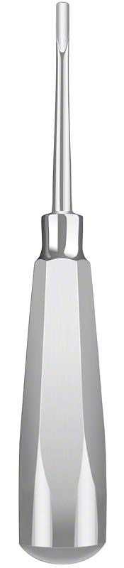 Edelstahl-Zahnwurzelheber mit schmalem, spitz zulaufendem Ende.