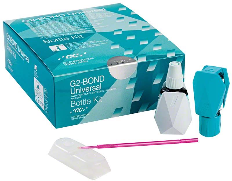 GC G2-BOND Universal Bottle Kit mit Flasche, Applikator und Verpackung.