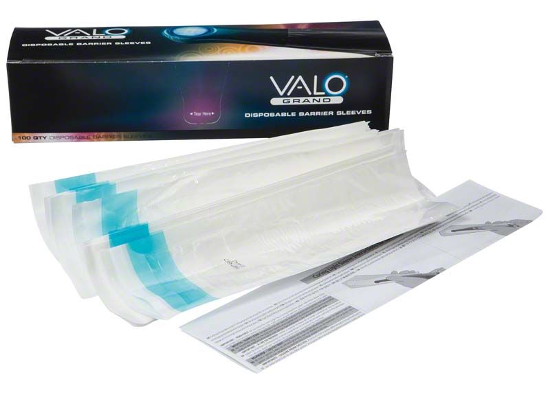 VALO® Grand Corded Schutzhüllenpackung mit geöffneten Einweg-Schutzhüllen.