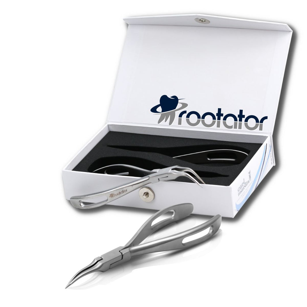 Rootator Wurzelrest- und Splitterzangen RH in geöffneter Verpackung.