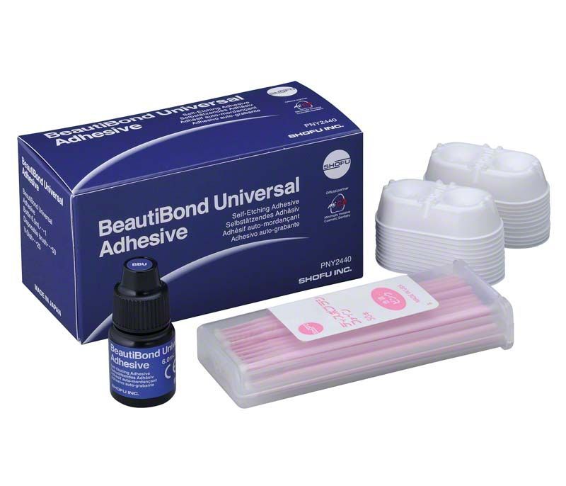 BeautiBond Universal Adhesive Kit mit Flasche, Box und Zubehör.