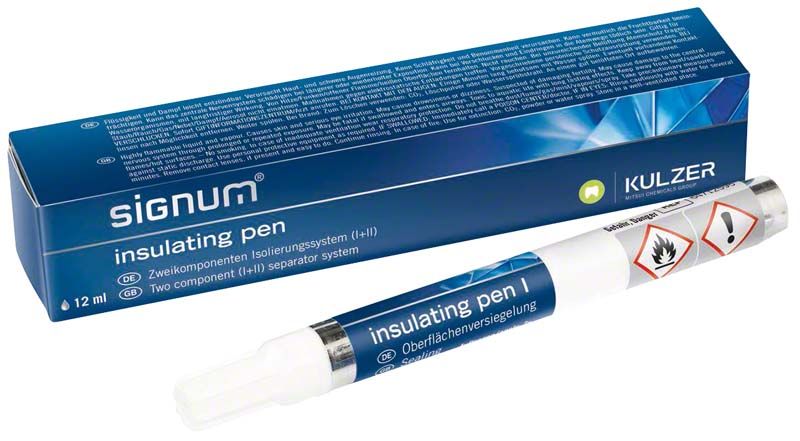Signum® insulating pen Refill Pen I mit Verpackung und Warnsymbolen.
