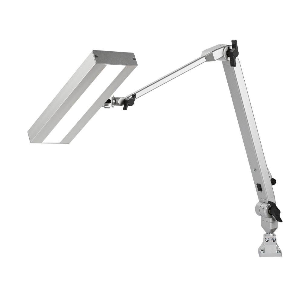LED Gelenkleuchte Standard Line 24W mit verstellbarem Arm in Silber.