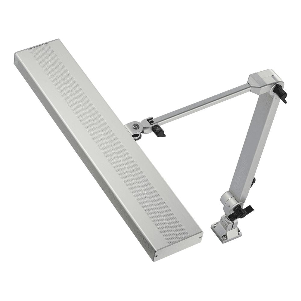 LED Gelenkleuchte Standard Line 24W mit horizontal ausgestrecktem Arm in Silber.