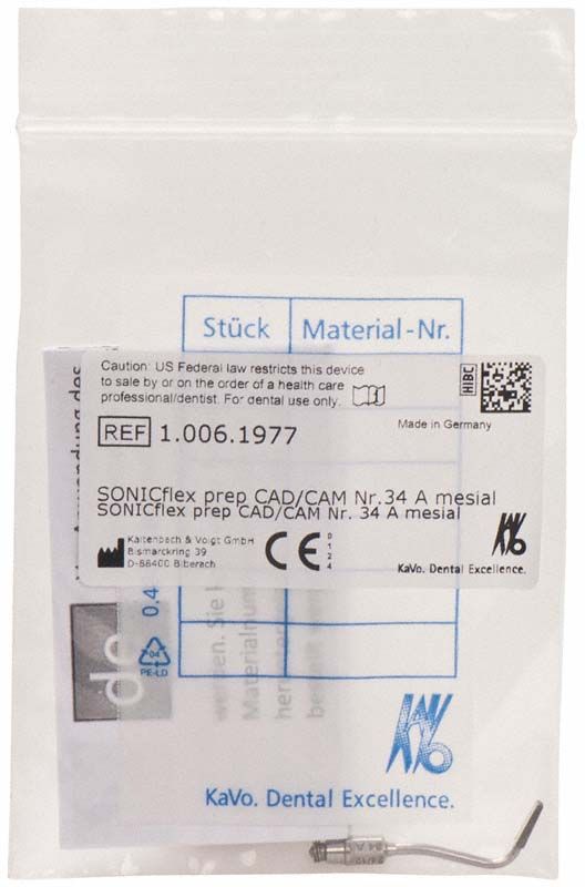 Verpackung der SONICflex prep CAD/CAM Spitze Nr. 34A mesial.