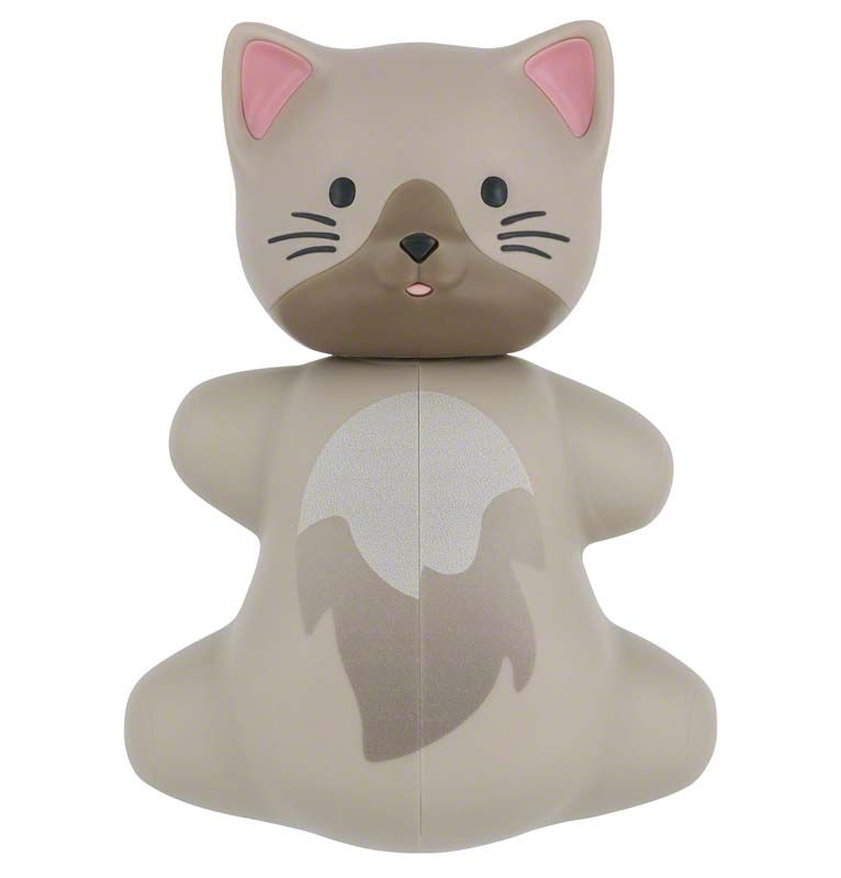 Lustiger Katzen-Zahnbürstenhalter in Tierform, beige mit rosa Ohren.