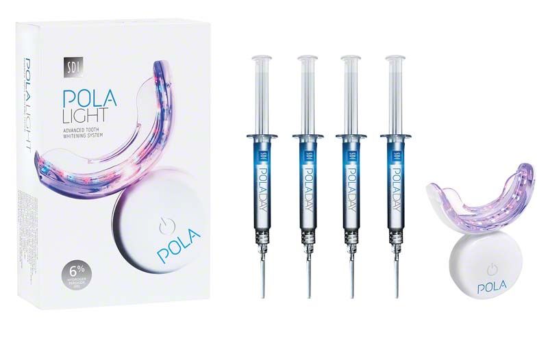 Pola Light Zahnaufhellersystem mit LED-Mundstück und drei Gel-Spritzen