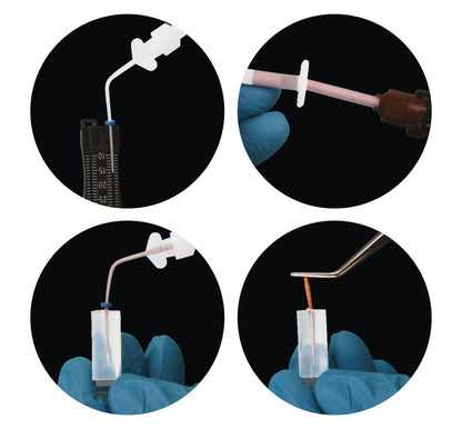 Anwendungsschritte von Harvard BioCal® RootSeal plus EndoDirect mit Applikationsspritze.