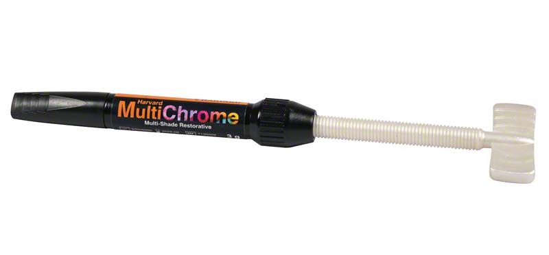 Harvard MultiChrome 3g Spritze mit Nahaufnahme des Applikatorendes.