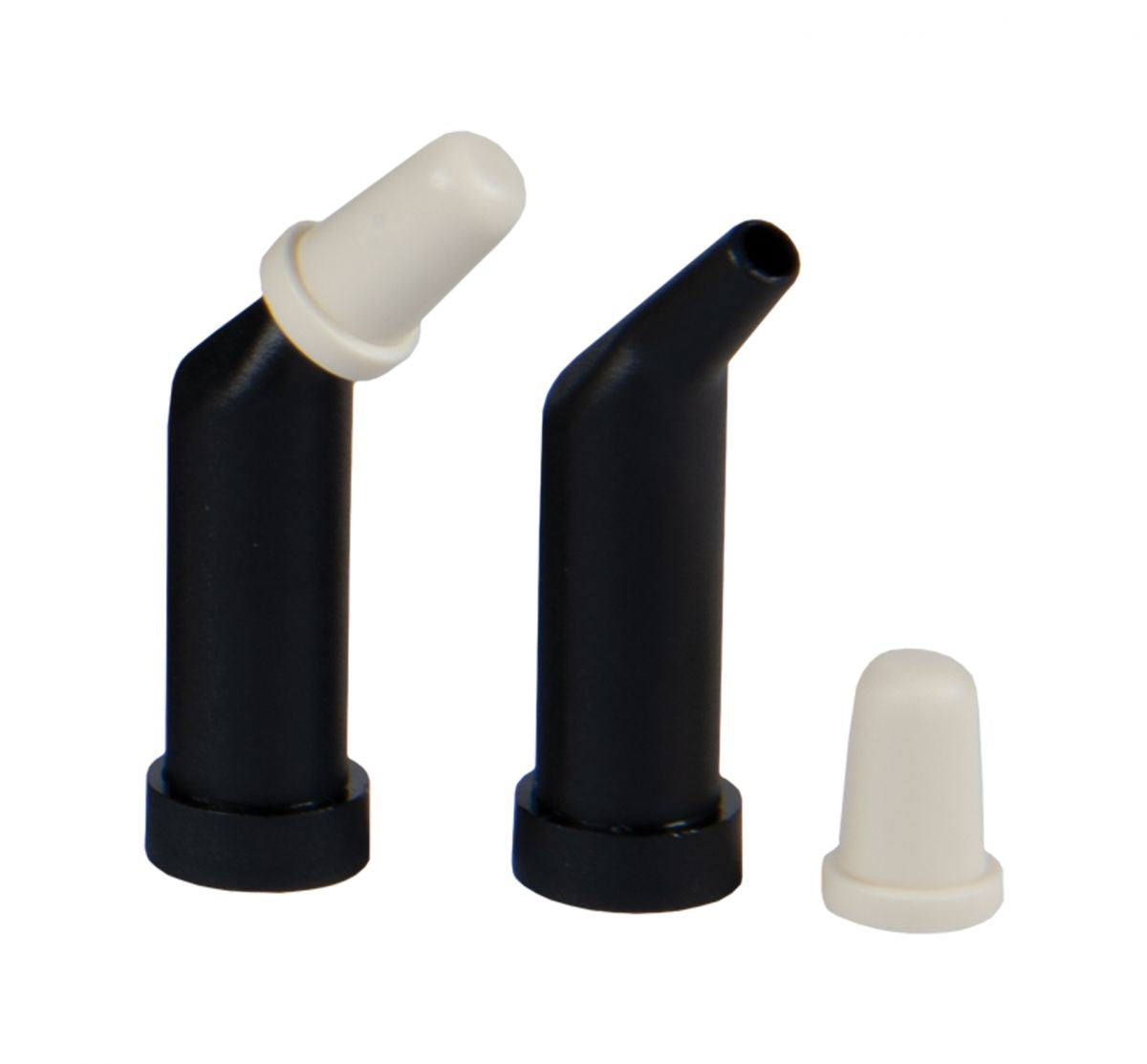Zwei schwarze OptiTips® mit weißen Kappen für Harvard MultiChrome Composite.