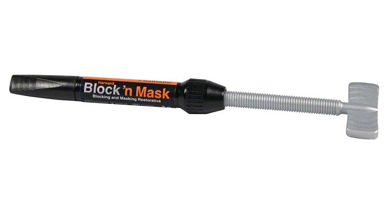 Harvard Block'n Mask 3g Spritze mit grauem Applikatoraufsatz.