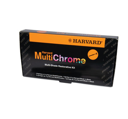 Harvard MultiChrome Restaurations-Kit-Verpackung mit Produktname und Logo auf schwarzem Hintergrund.
