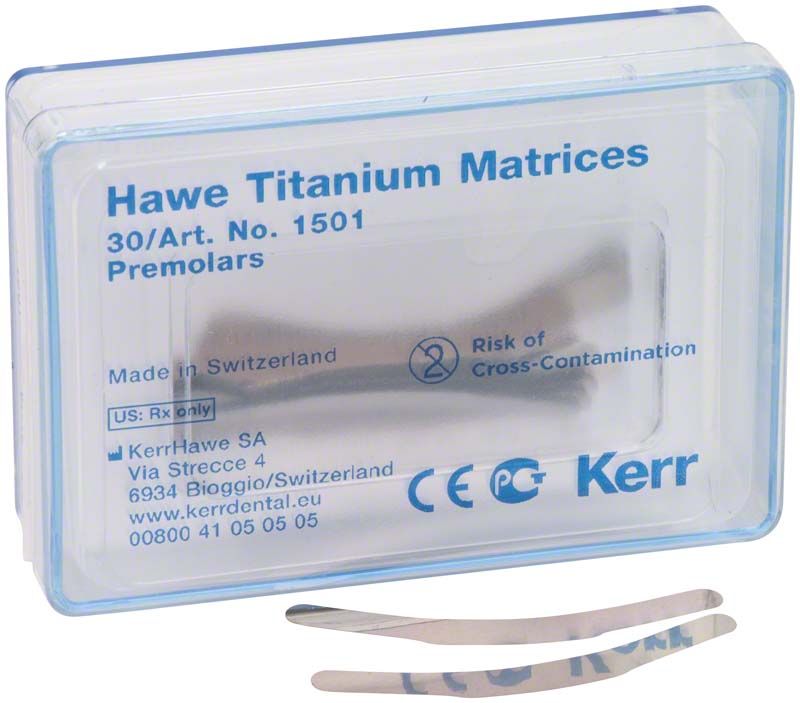 Hawe Titan Matrizen 1501 in transparenter Kunststoffverpackung mit Sichtfenster.