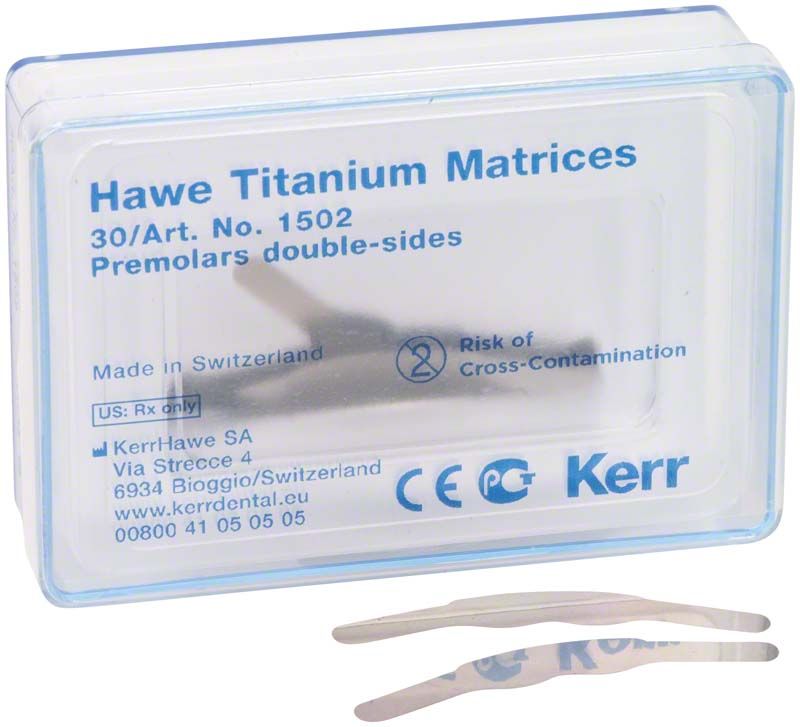 Hawe Titan Matrizen 1502 in transparenter Verpackung mit Produktinformationen.