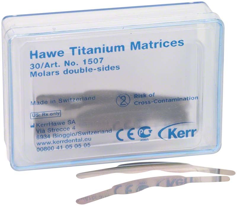 Hawe Titan Matrizen 1507 in transparenter Verpackung mit zwei Matrizen.