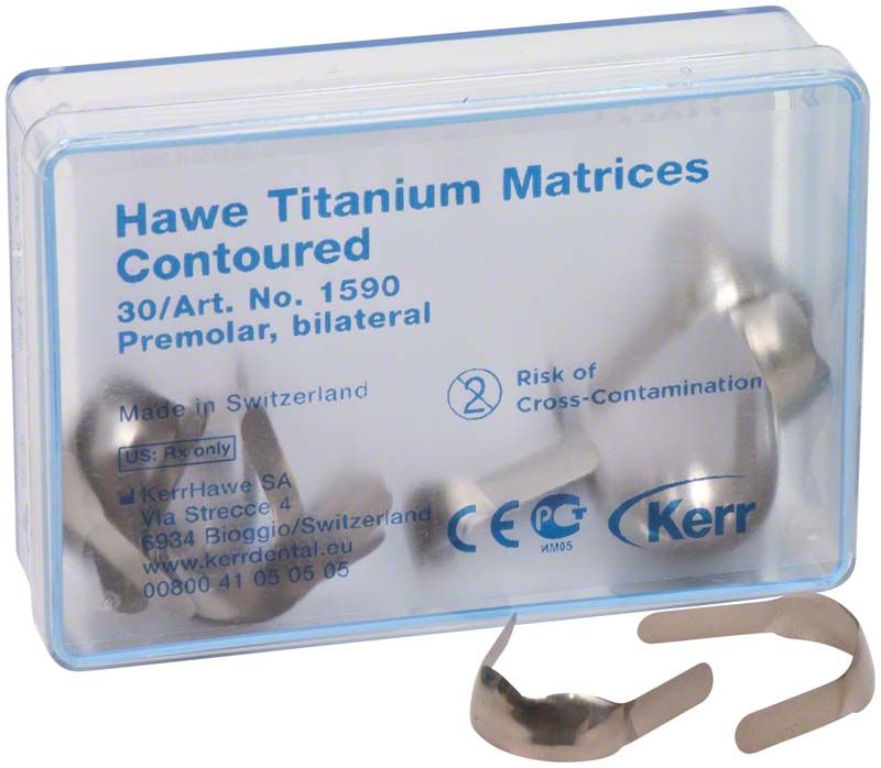 Hawe Titan Matrizen 1590 bombiert in transparenter Verpackung.