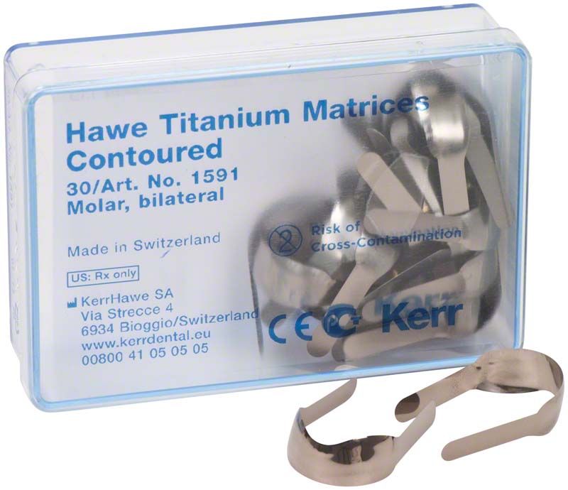 Hawe Titan Matrizen 1591 in transparenter Verpackung mit Produktinformationen.