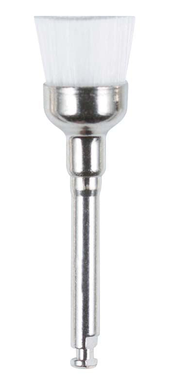 Prophy-Brush flach Kelch normal mit weißen Borsten und Metallgriff.
