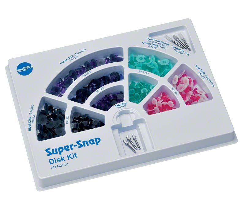 Super-Snap Disk Set für zahnmedizinische Politur mit verschiedenen Diskfarben.