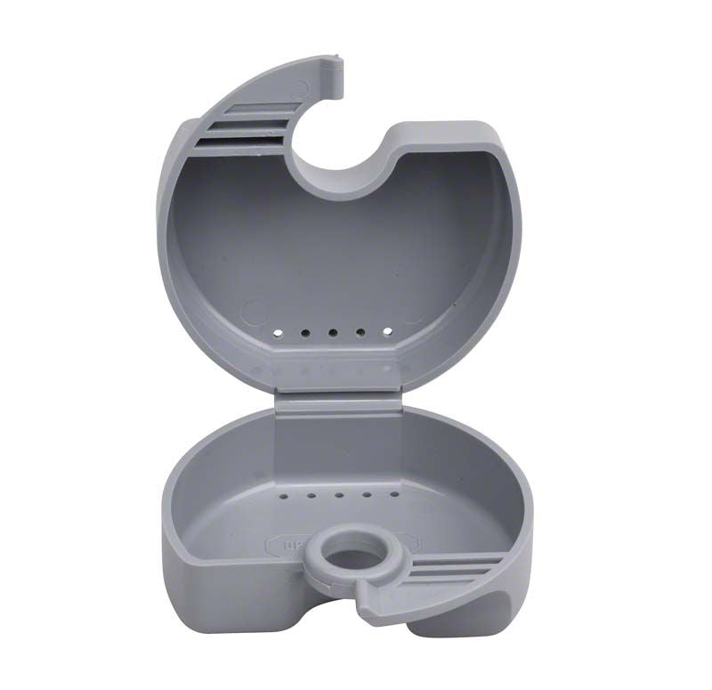 Graue Quick Box Gr.1 mit geöffnetem Deckel und Luftlöchern.