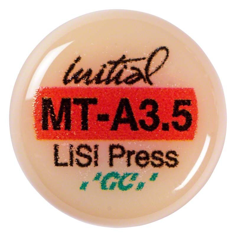 GC Initial LiSi Press MT A3.5 Ingot mit Produktbeschriftung