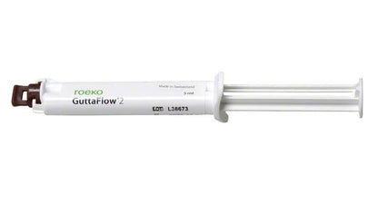 Nahaufnahme der ROEKO GuttaFlow® 2 Spritze ohne Silber, 5 ml.