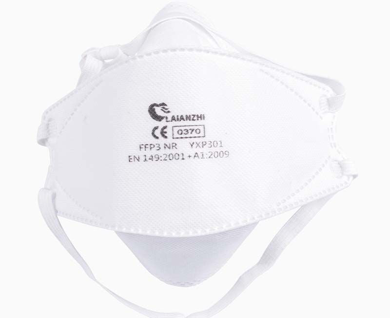 Weiße Miramask® FFP3 Atemschutzmaske mit CE-Kennzeichnung.