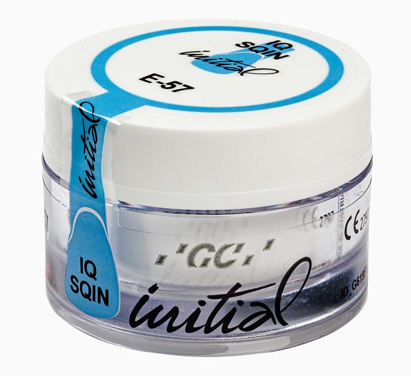 GC Initial IQ SQIN Powder Enamel E-57 Dose mit blauer Verpackung.